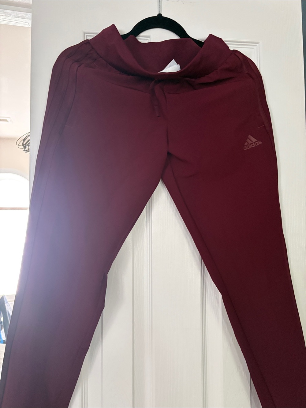 adidas Kids Burgundy Joggers with Drawstring Waist